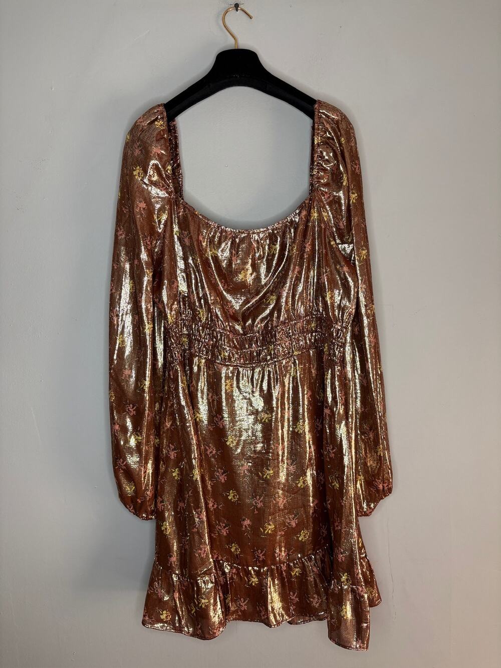 Paige Metallic Gold Long Sleeve Cutout Mini Dress Women’s Size XL Elegant Party
